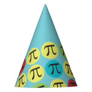 Mod Pi Symbols Teal blue Colorful Paper Party Hats