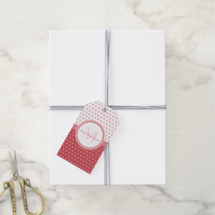 Mod Pink and White Polka Dots Monogram With Name Gift Tags