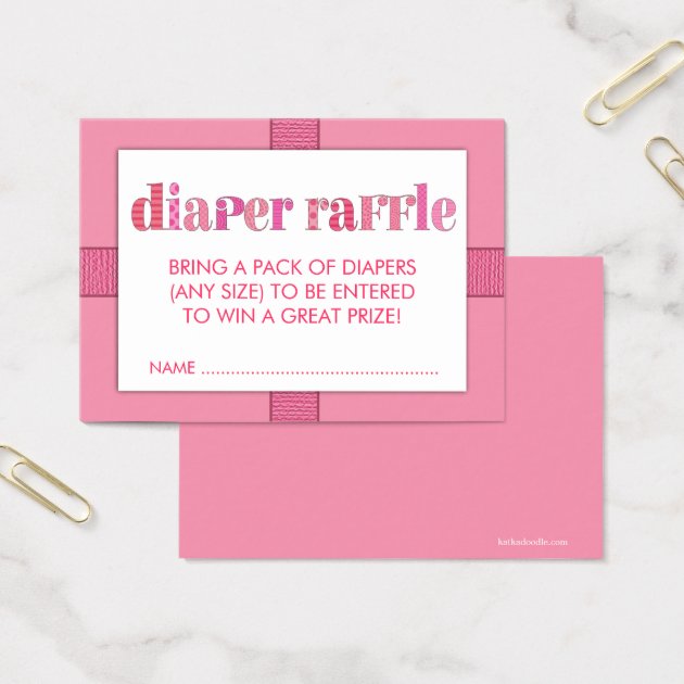 Mod Pink Baby Shower Diaper Raffle Ticket Insert