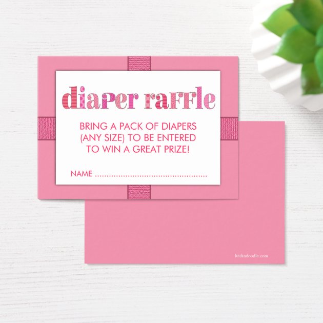 Mod Pink Baby Shower Diaper Raffle Ticket Insert