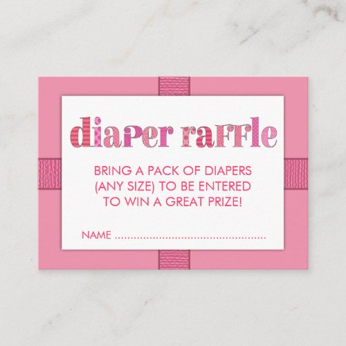 Mod Pink Baby Shower Diaper Raffle Ticket Insert Business Cards
