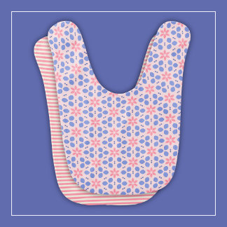Mod Pink Botanical Flowers on Blush Nursery Floral Baby Bib
