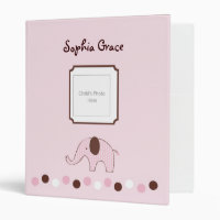 Baby Pink Elephant Infant Shower Photos 3 Ring Binder