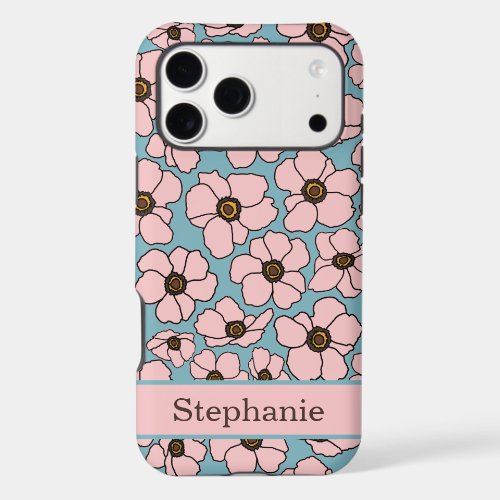 Mod Pink Floral With Personalization iPhone 17 Pro Max Case