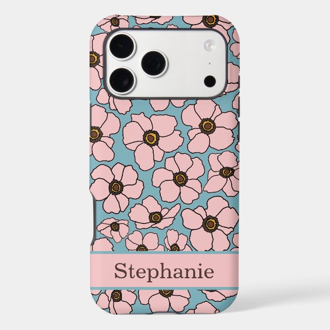 Mod Pink Floral With Personalization  Case-Mate iPhone Case (Back)