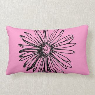 Mod Pink Green Flower Lumbar Throw Pillow
