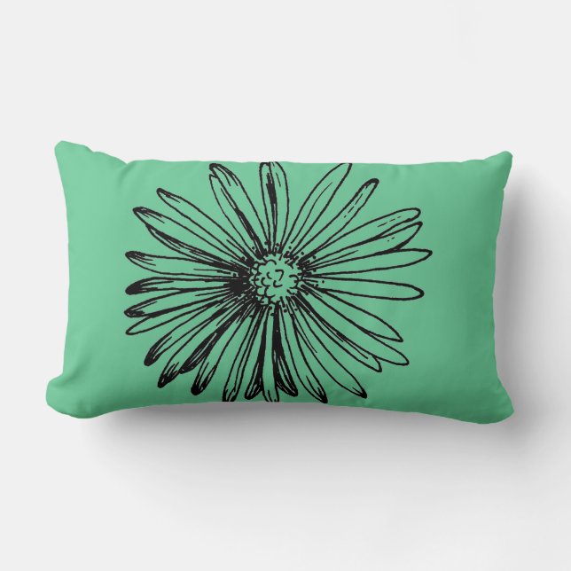 Mod Pink Green Flower Lumbar Throw Pillow (Front)