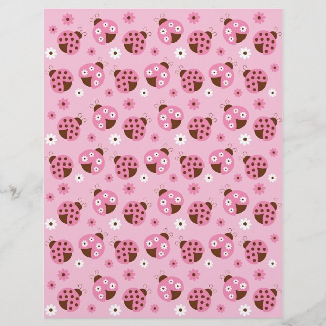 Mod Pink Ladybug Baby Scrapbook Paper (Front)