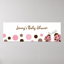 Mod Pink Ladybug Baby Shower Banner Sign