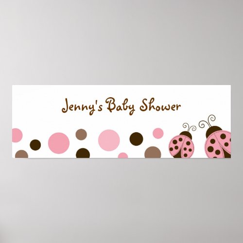 Mod Pink Ladybug Baby Shower Banner Sign