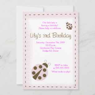 MOD PINK LADYBUG Little lady Birthday Invitation