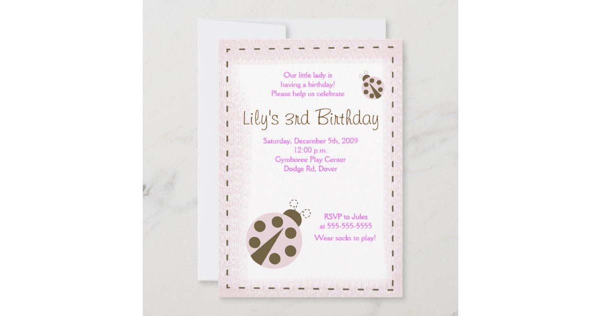 pink ladybug invitation