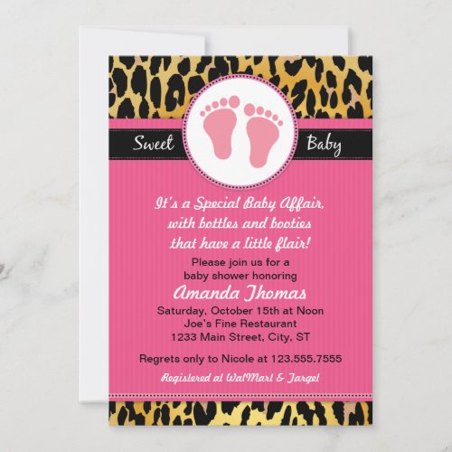 Mod Pink Leopard Baby Shower Invitations