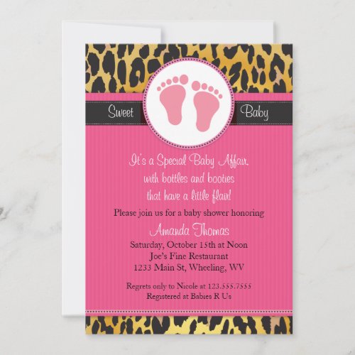 Mod Pink Leopard Print Baby Shower Invitation