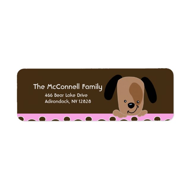 Mod Pink Puppy dog PRINTABLE ADDRESS LABELS (Front)