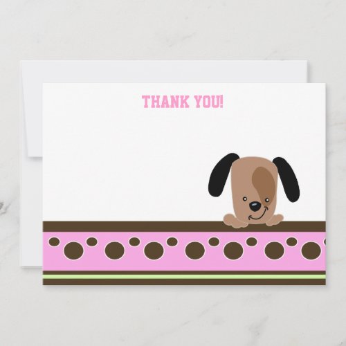 Mod Pink Puppy Theme Flat Thank You notes