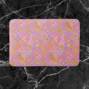 Mod Pink Purple and Yellow Geometric  Bath Mat