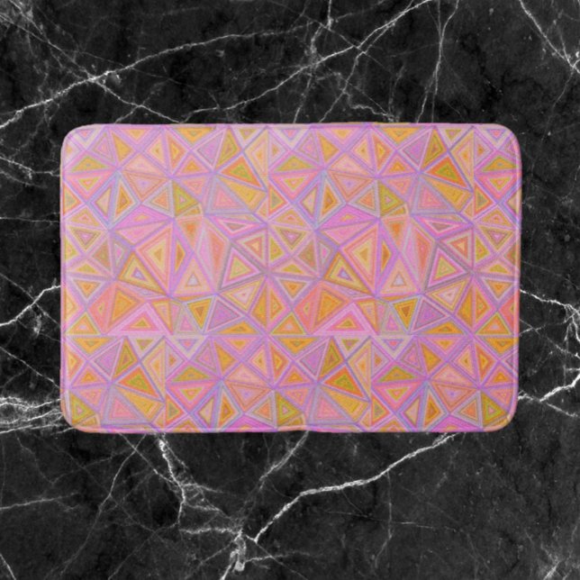 Mod Pink Purple and Yellow Geometric  Bath Mat (Creator Uploaded)