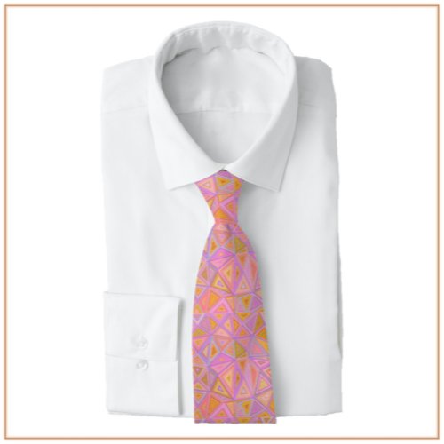 Mod Pink Purple and Yellow Geometric   Neck Tie