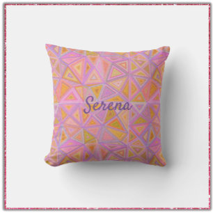 Mod Pink Purple and Yellow Geometric Throw Pillow