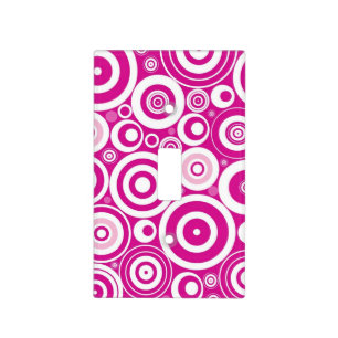 Mod Pink & White Concentric Retro Circles Light Switch Cover