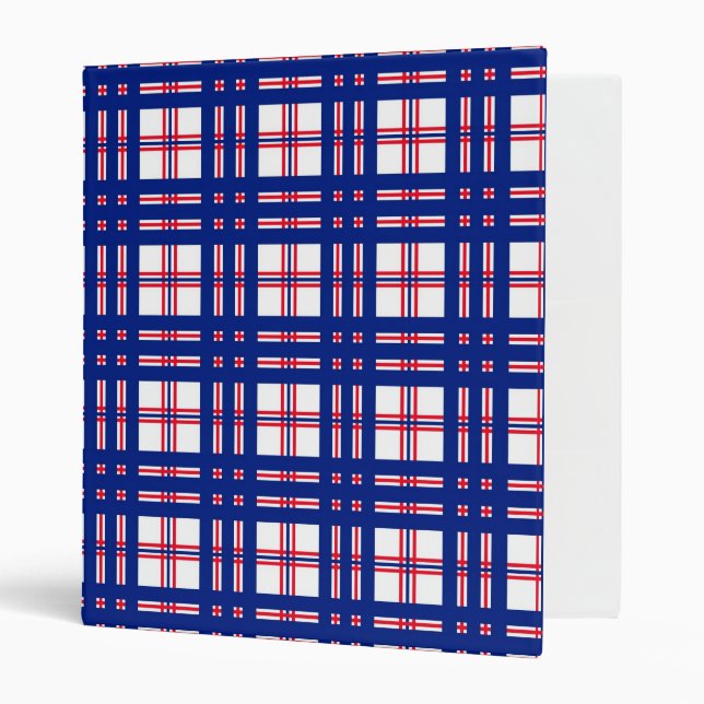 Mod Plaid Pattern Red White Blue Mods Binder (Front/Inside)