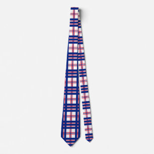 Mod Plaid Pattern Red White Blue Mods Neck Tie