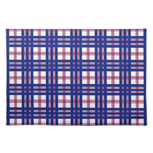 Mod Plaid Pattern Red White Blue Placemat