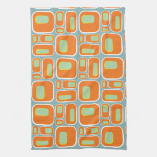 Mod Pod- in Turquoise and Orange and White Kitchen Towel