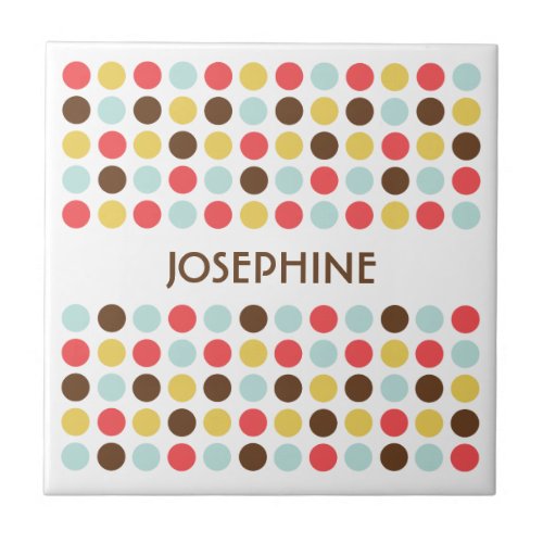 Mod polka dots red yellow blue modern display tile