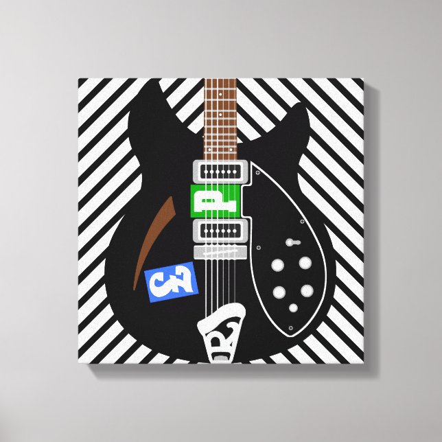 Mod Pop art guitar Canvas Print (Front)