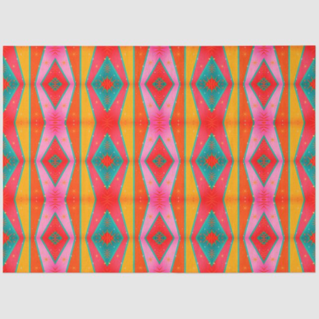 Mod Pop Diamond Pattern Pink Orange Blue Yellow  Tissue Paper (Front)