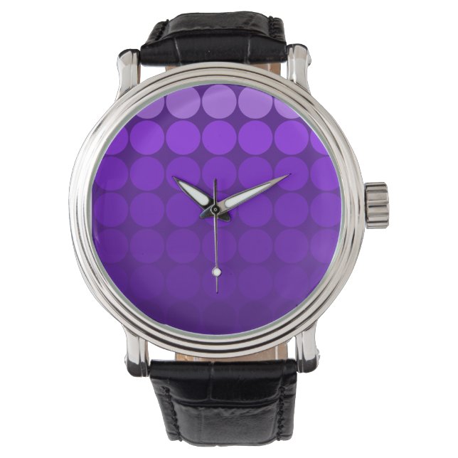 Mod Pop Dots Lilac to Deep Purple Gradient Circles Watch (Front)