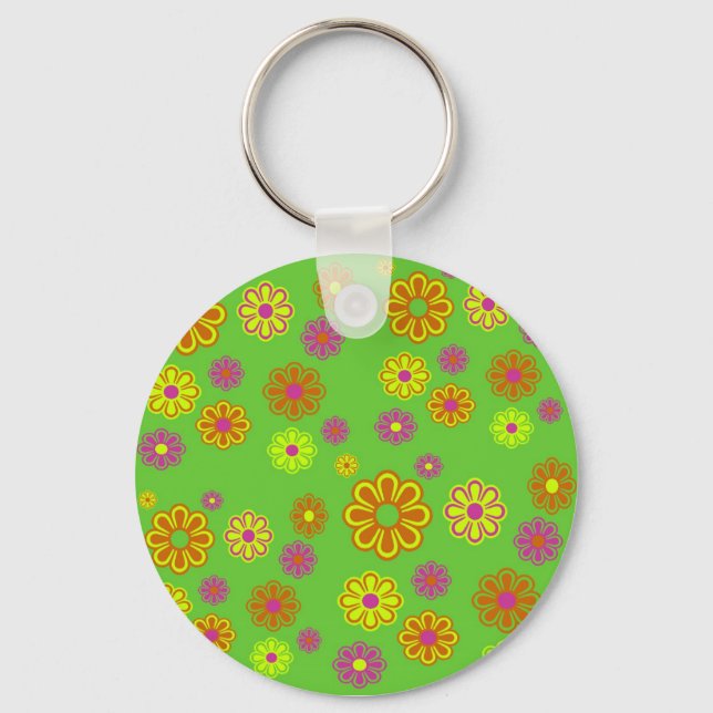 mod pop flowers groovy keychain (Front)