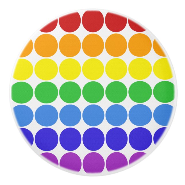 Mod Pop MCM ceramic knob rainbow on white circles (Front)