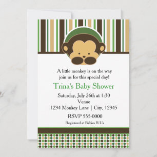 Mod Pop Monkey Jungle Baby Shower Party Invitation
