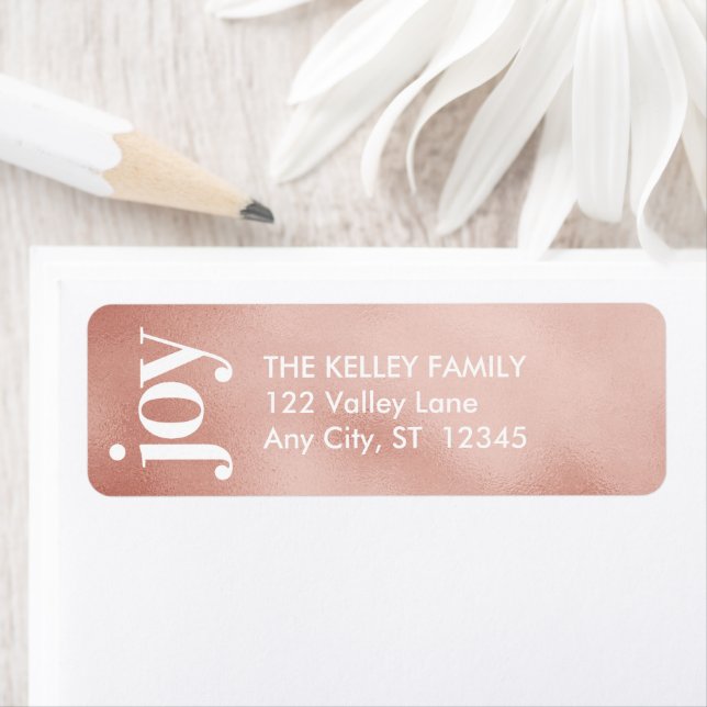 Mod Print Faux Rose Gold Foil Address Label (Insitu)