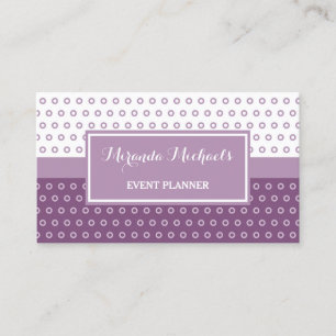 Mod Purple and White Polka Dots Event Planner Business Card