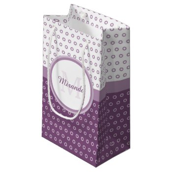 Mod Purple And White Polka Dots Monogram With Name Small Gift Bag by ohsogirly at Zazzle