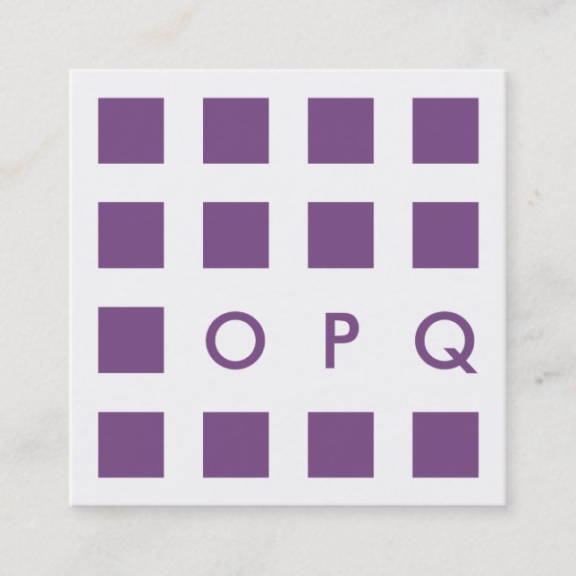 mod purple squares square business card (Front)