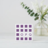 mod purple squares square business card (Standing Front)