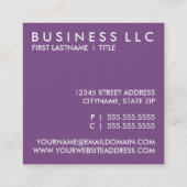 mod purple squares square business card (Back)