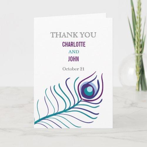 Mod purple teal blue peacock wedding Thank You