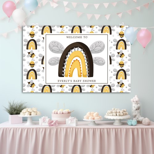 Mod Rainbow Bumblebee Bee Baby Shower Banner