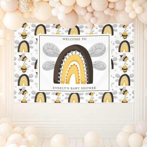 Mod Rainbow Bumblebee Bee Baby Shower Banner