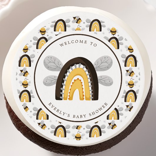 Mod Rainbow Bumblebee Bee Baby Shower Edible Frosting Rounds