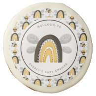 Mod Rainbow Bumblebee Bee Baby Shower Sugar Cookie