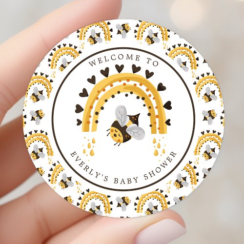 Baby Shower Favors 6 Mod Rainbow Bumblebee Honey Bee Baby Shower Classic Round Sticker