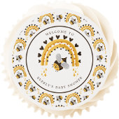 Mod Rainbow Bumblebee Honey Bee Baby Shower Edible Frosting Rounds