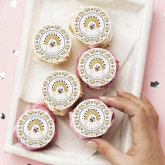 Mod Rainbow Bumblebee Honey Bee Baby Shower Edible Frosting Rounds